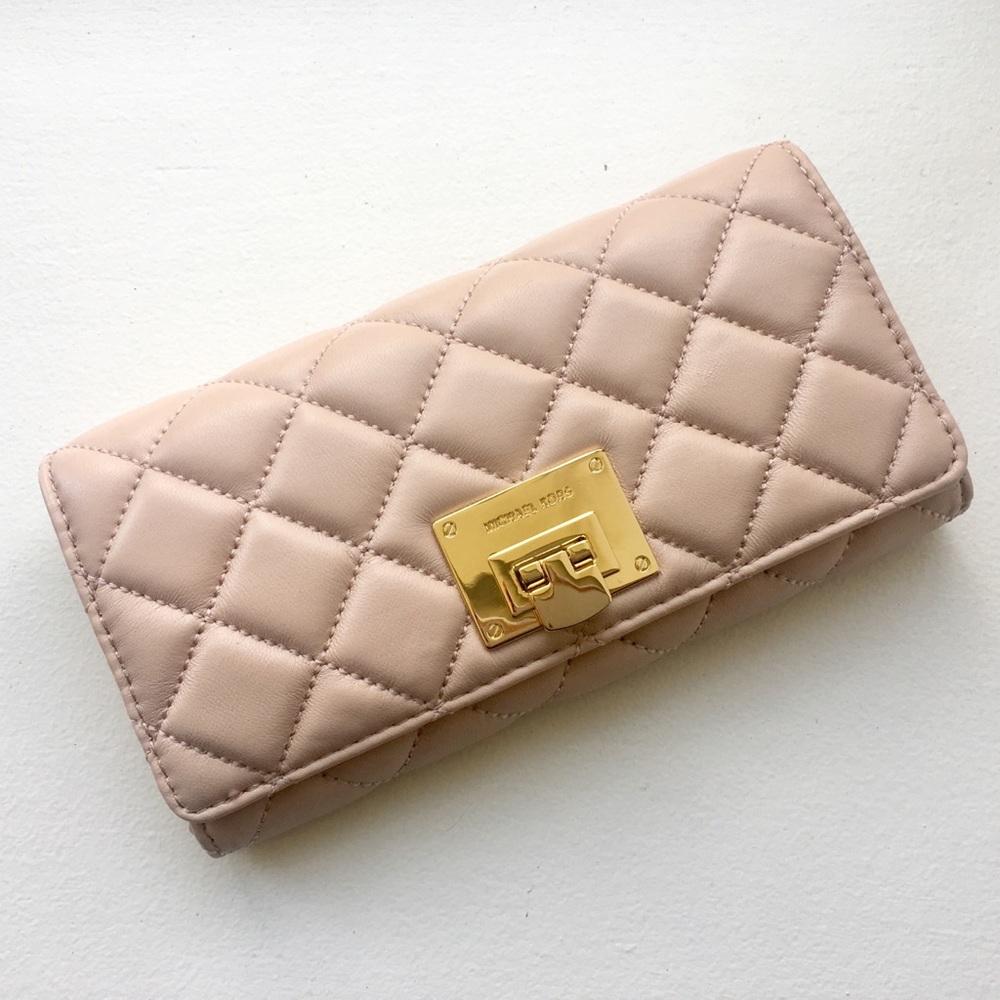 Michael Kors Nude Quilted Soft Leather Wallet
